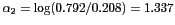 $\alpha_2=\log(0.792/0.208)=1.337$