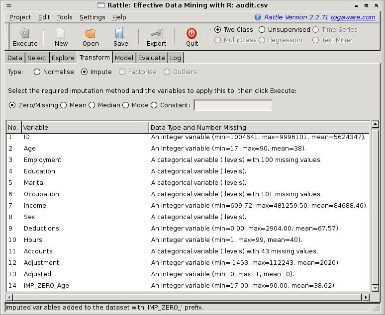 Image rattle-audit-transform-impute